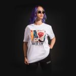Дамска Широка Тениска Red Lips White - 05