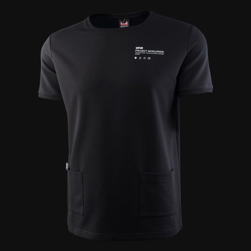 Свободна мъжка тениска с джобове - Classic Black - 02