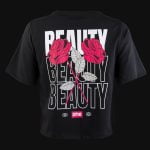 Дамска черна къса кроп тениска - Beauty Rose