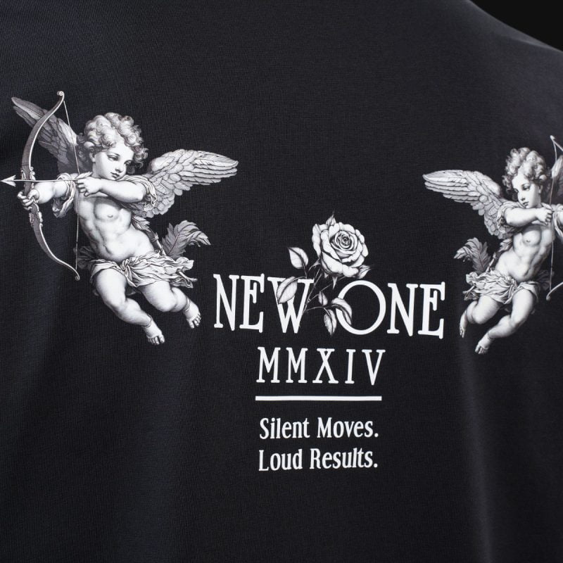 Tricou negru oversize pentru bărbați - New One Tee - 04