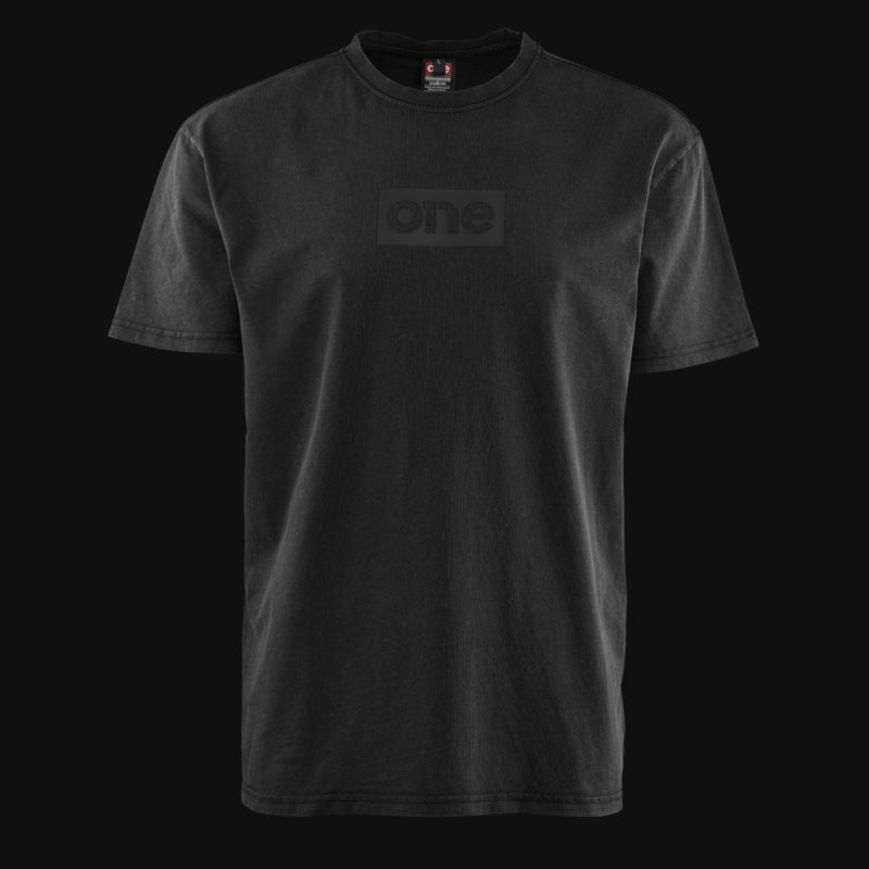 Tricou Negru Oversize - Faded Fit One
